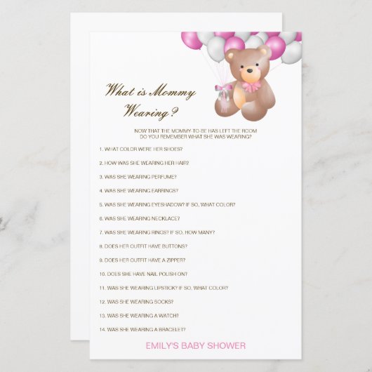 Editable What is Mammiewerend Baby shower Game (Voorkant / Achterkant)
