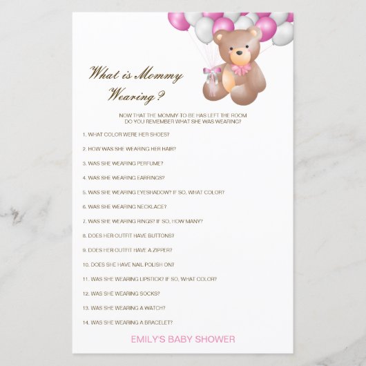 Editable What is Mammiewerend Baby shower Game (Voorkant)