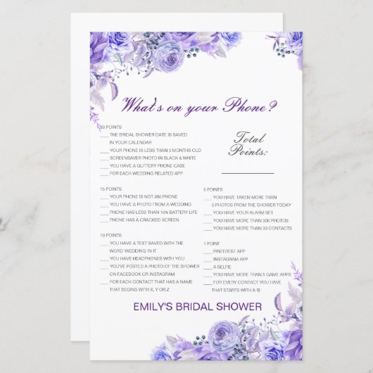 Editable What's on your Phone Bridal Shower Game (Voorkant / Achterkant)