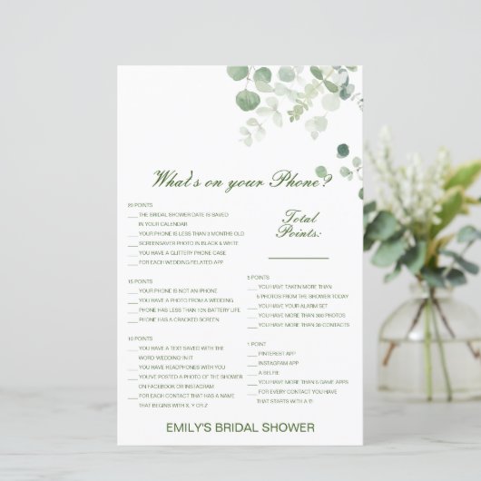 Editable What's on your Phone Bridal Shower Game (Staand voorkant)