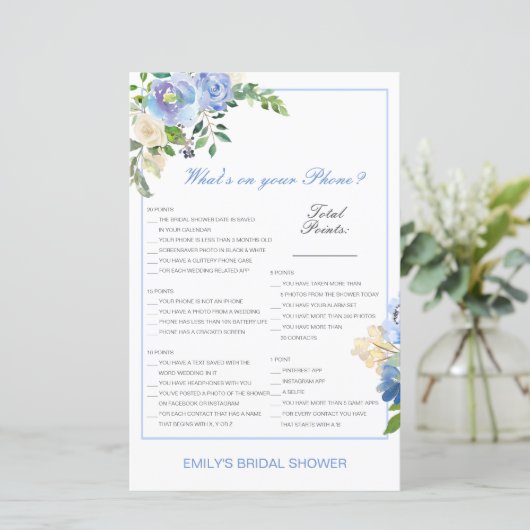 Editable What's on your Phone Bridal Shower Game (Staand voorkant)