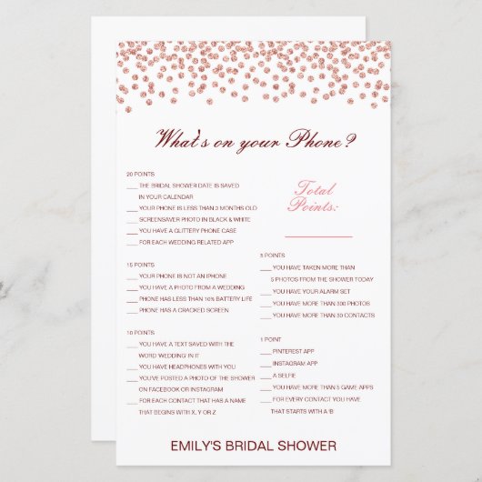 Editable What's on your Phone Bridal Shower Game (Voorkant / Achterkant)