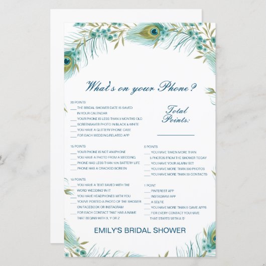 Editable What's on your Phone Bridal Shower Game (Voorkant / Achterkant)