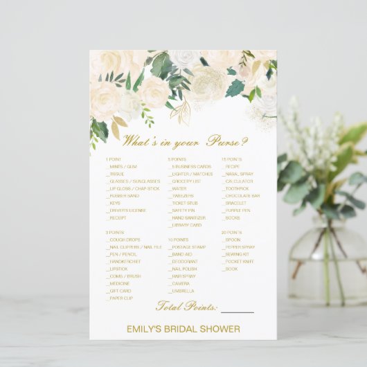 Editable What's on your Purse Bridal Shower Game (Staand voorkant)