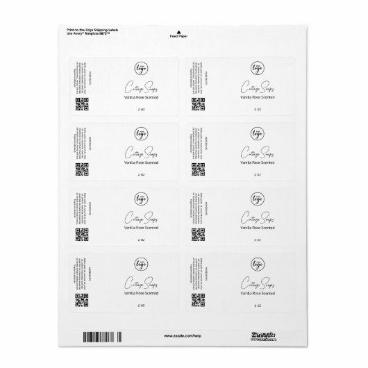 Editable White Soap Packaging Labels (Full Sheet)