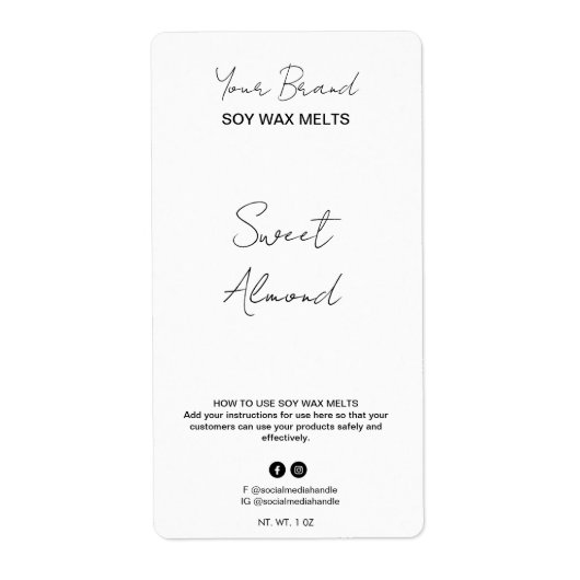 Editable White Soy Wax Melt Labels (Voorkant)