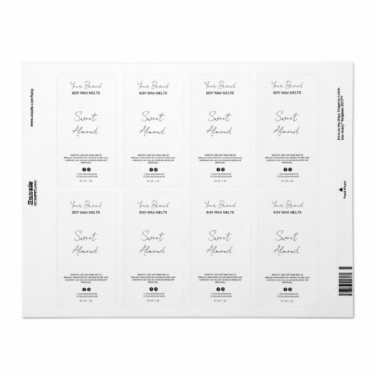 Editable White Soy Wax Melt Labels (Full Sheet)
