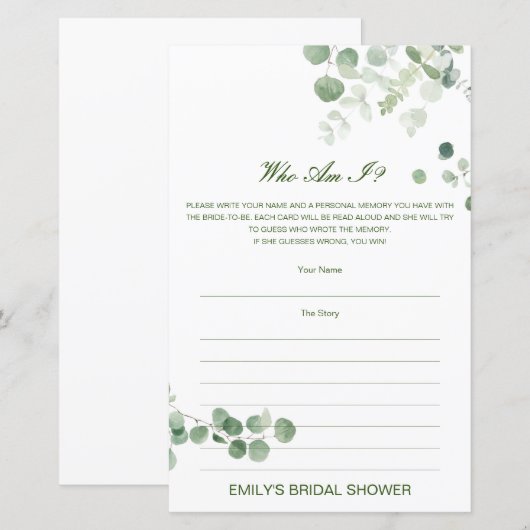 Editable Who ben I, Memory Lane Vrijgezellenfeest (Voorkant / Achterkant)