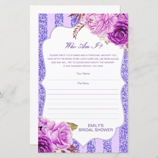 Editable Who ben I, Memory Lane Vrijgezellenfeest (Voorkant / Achterkant)