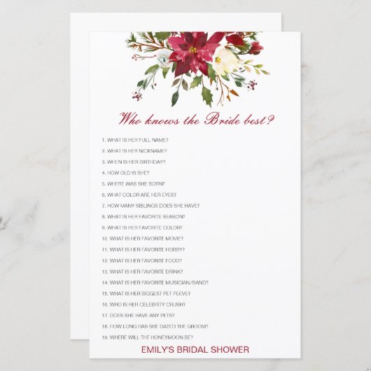 Editable Who kent het Bride Beste Spel van het Vri (Voorkant / Achterkant)