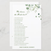 Editable Who kent het Bride Beste Spel van het Vri (Voorkant / Achterkant)