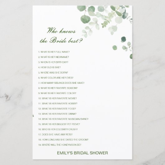 Editable Who kent het Bride Beste Spel van het Vri (Voorkant)