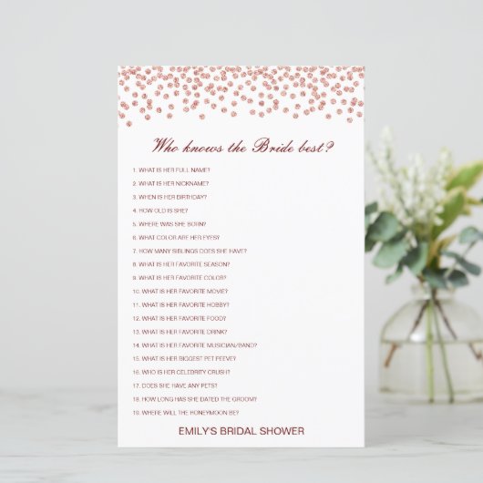 Editable Who kent het Bride Beste Spel van het Vri (Staand voorkant)