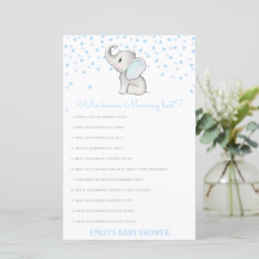 Editable Who kent het mama Beste Baby shower Game (Staand voorkant)