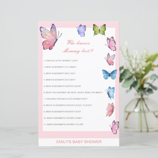 Editable Who kent het mama Beste Baby shower Game (Staand voorkant)
