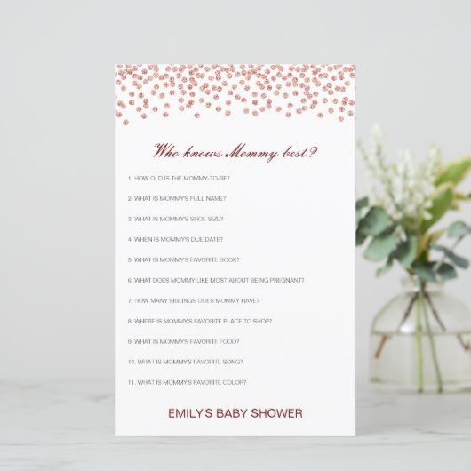 Editable Who kent het mama Beste Baby shower Game (Staand voorkant)