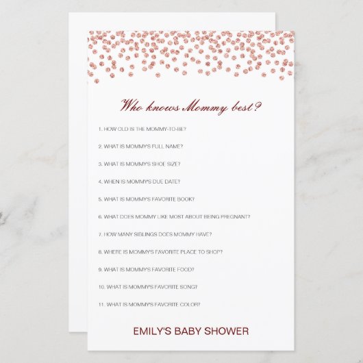 Editable Who kent het mama Beste Baby shower Game (Voorkant / Achterkant)