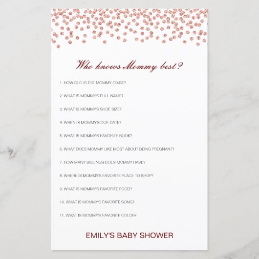 Editable Who kent het mama Beste Baby shower Game (Voorkant)