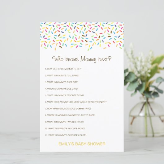 Editable Who kent het mama Beste Baby shower Game (Staand voorkant)
