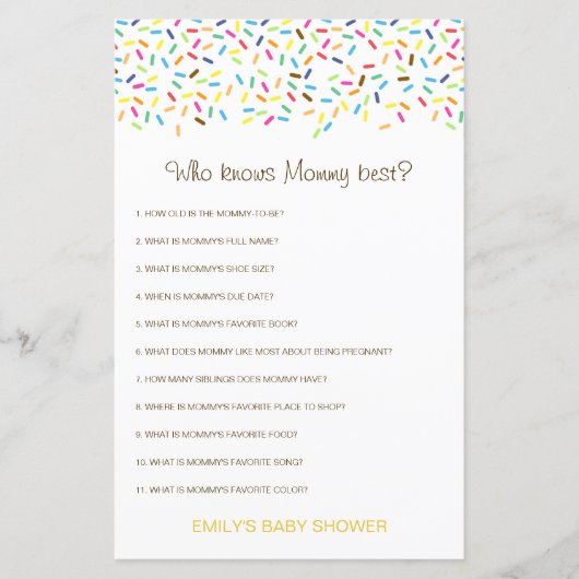 Editable Who kent het mama Beste Baby shower Game (Voorkant)
