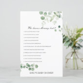 Editable Who kent het mama Beste Baby shower Game (Staand voorkant)