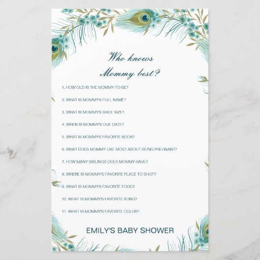 Editable Who kent het mama Beste Baby shower Game (Voorkant)