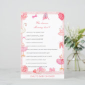 Editable Who kent het mama Beste Baby shower Game (Staand voorkant)