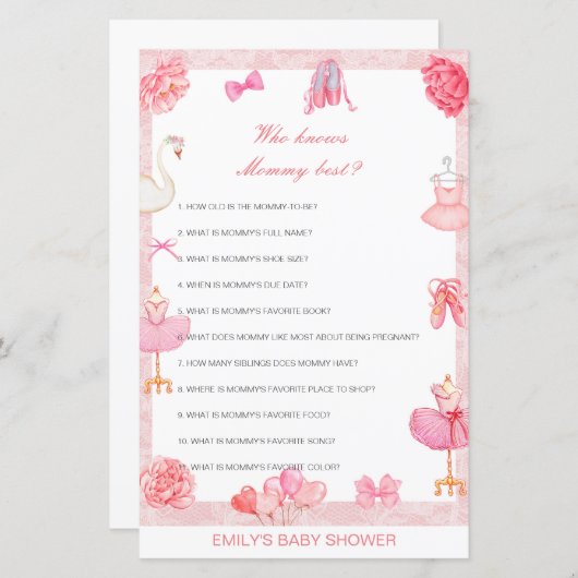 Editable Who kent het mama Beste Baby shower Game (Voorkant / Achterkant)