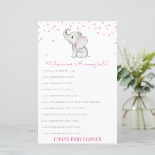 Editable Who kent het mama Beste Baby shower Game (Staand voorkant)