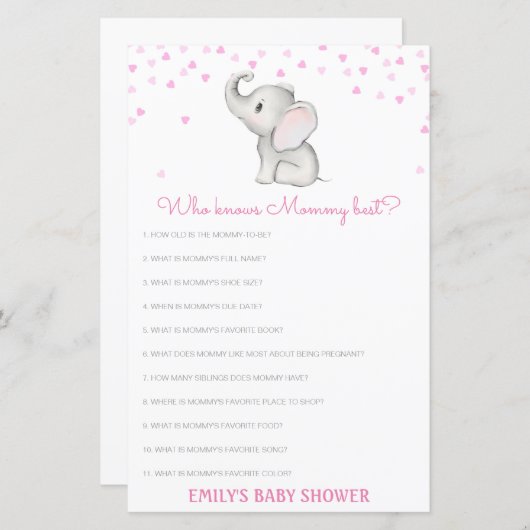 Editable Who kent het mama Beste Baby shower Game (Voorkant / Achterkant)