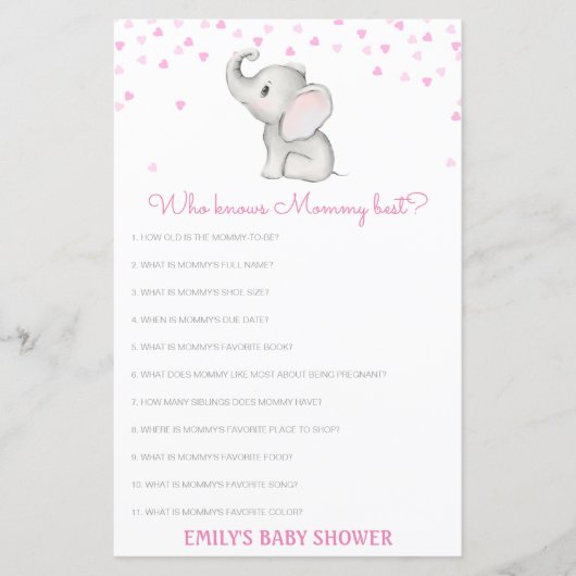 Editable Who kent het mama Beste Baby shower Game (Voorkant)