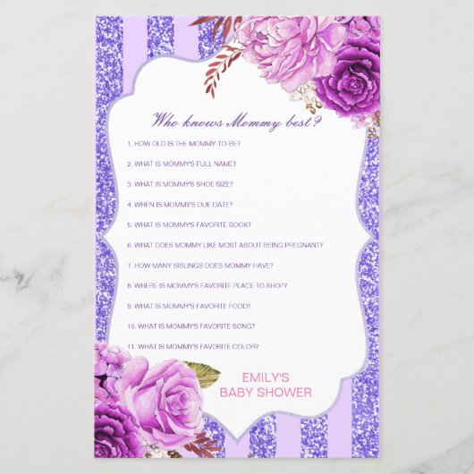 Editable Who kent het mama Beste Baby shower Game (Voorkant)