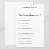 Editable Who kent het mama Beste Baby shower Game (Voorkant / Achterkant)