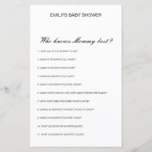 Editable Who kent het mama Beste Baby shower Game (Voorkant)