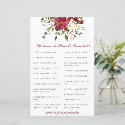 Editable Who Knows Bride and Groom Best Card (Staand voorkant)