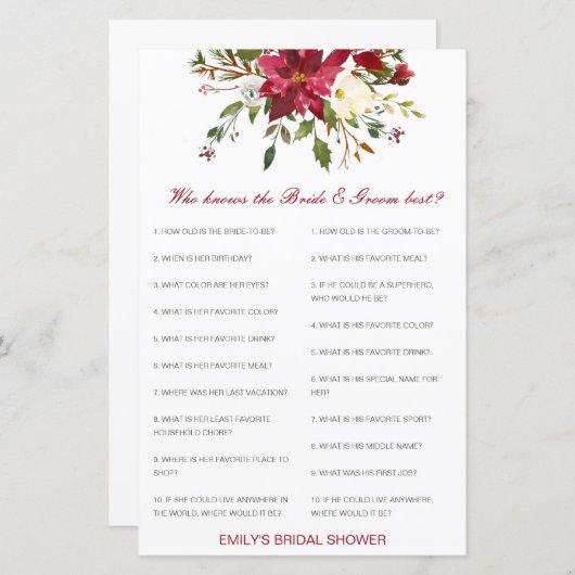 Editable Who Knows Bride and Groom Best Card (Voorkant / Achterkant)