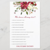Editable Who Knows Mommy Best Baby Shower Game (Voorkant)