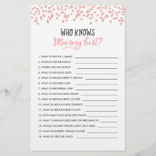 Editable Wie kent mama Best? Baby shower game