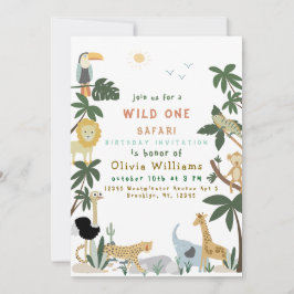 Editable Wild One Safari Invitation Template Kaart