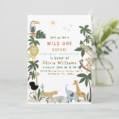 Editable Wild One Safari Invitation Template Kaart (Staand voorkant)