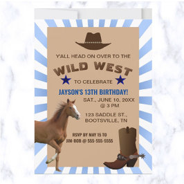 Editable Wild West Cowboy Birthday Uitnodiging