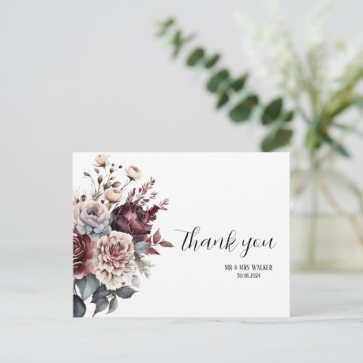 Editable Wildflower Hartelijk dank, bedankt kaart (Staand voorkant)