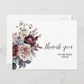 Editable Wildflower Hartelijk dank, bedankt kaart (Voorkant / Achterkant)