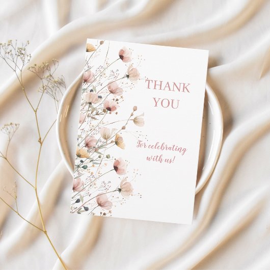 editable wildflowers floral thank you card bedankkaart