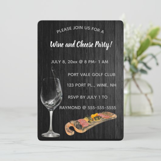 Editable Wine and Cheese Party Kaart (Staand voorkant)