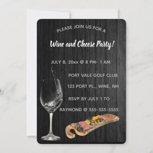Editable Wine and Cheese Party Kaart (Voorkant)