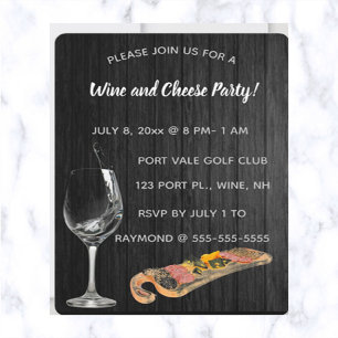 Editable Wine and Cheese Party Kaart