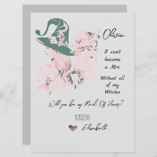 Editable Witchy Bridal Party proposal Kaart (Voorkant / Achterkant)
