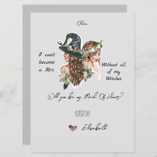Editable Witchy Bridal Party proposal Kaart (Voorkant / Achterkant)