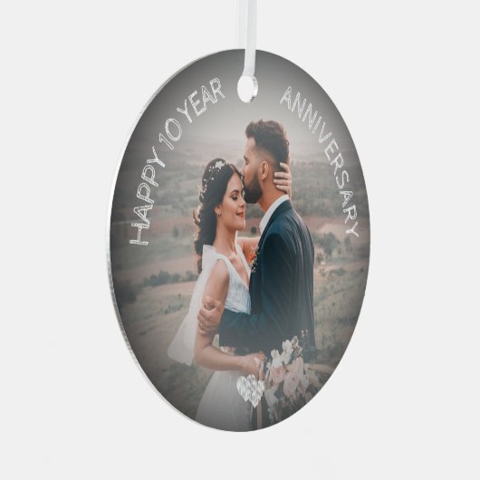 EDITABLE YEAR Happy 10 JAAR Jubileum Aangepast Metalen Ornament (Voorkant Rechts)